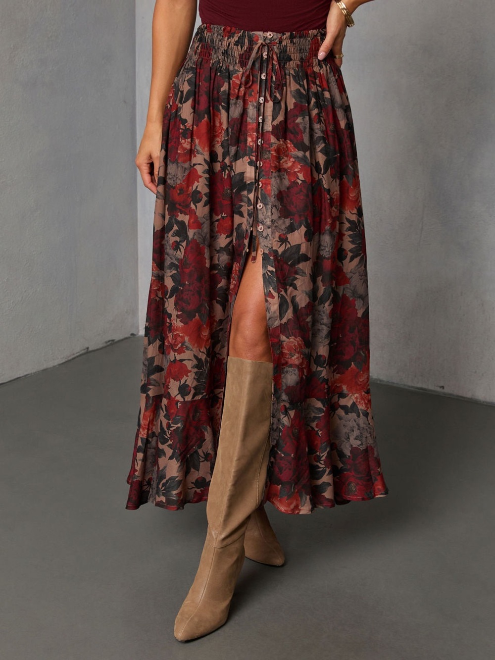 Vici Levvie Front Tie Maxi Skirt | Floral | Small